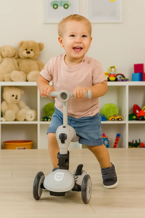 Hulajnoga dla dzieci trójkołowa 2w1 LED szara Scooflie Webben - obrazek 10