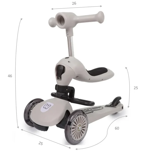 Hulajnoga dla dzieci trójkołowa 2w1 LED szara Scooflie Webben - obrazek 8