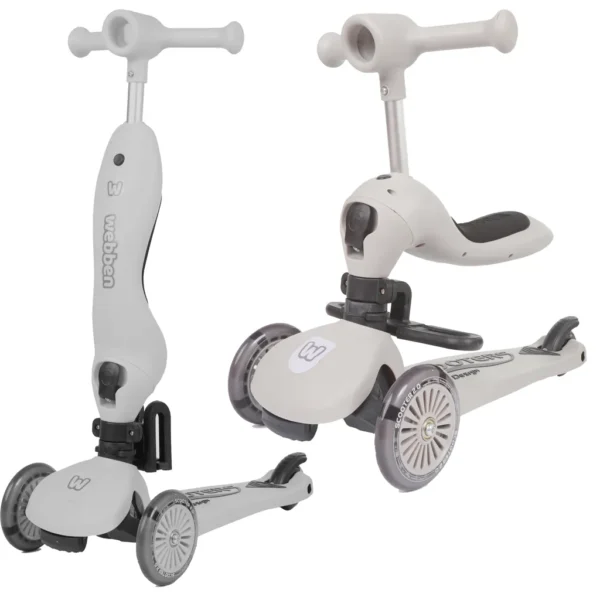 Hulajnoga dla dzieci trójkołowa 2w1 LED szara Scooflie Webben