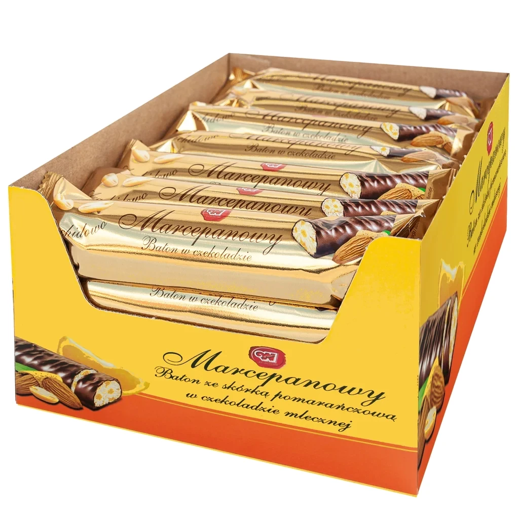 Baton marcepanowy z pomarańczą w czekoladzie – 28×90 g