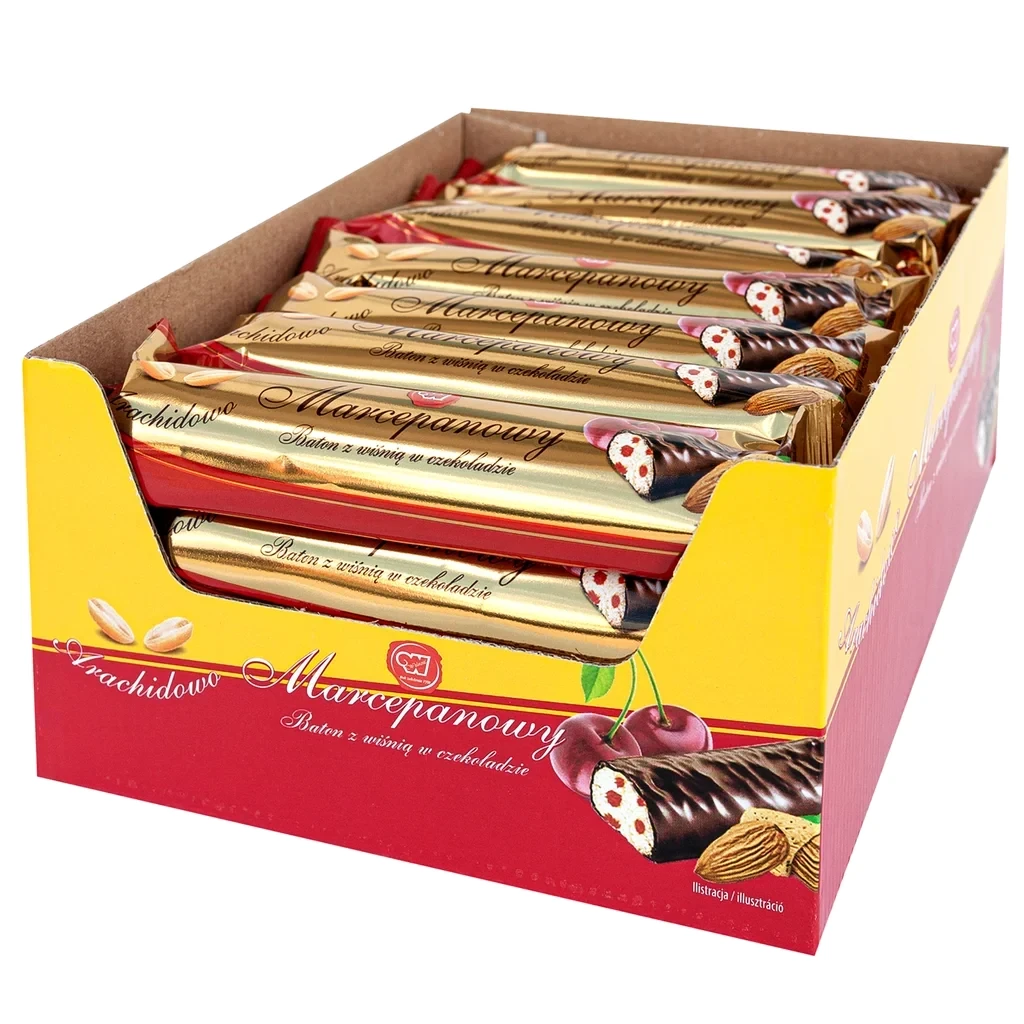 Baton marcepanowy z wiśnią w czekoladzie – 28×90 g