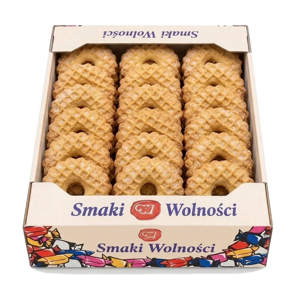 Kruche ciasteczka z dziurką i cukrem Maja — karton 1 kg