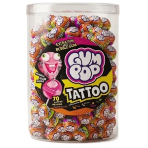 Lizaki z tatuażem i gumą Gum Pop Tattoo — słoik 100 sztuk