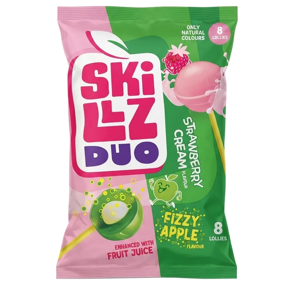 Lizaki dla dzieci Skillz Duo, musujące i kremowe — opakowanie 120 g