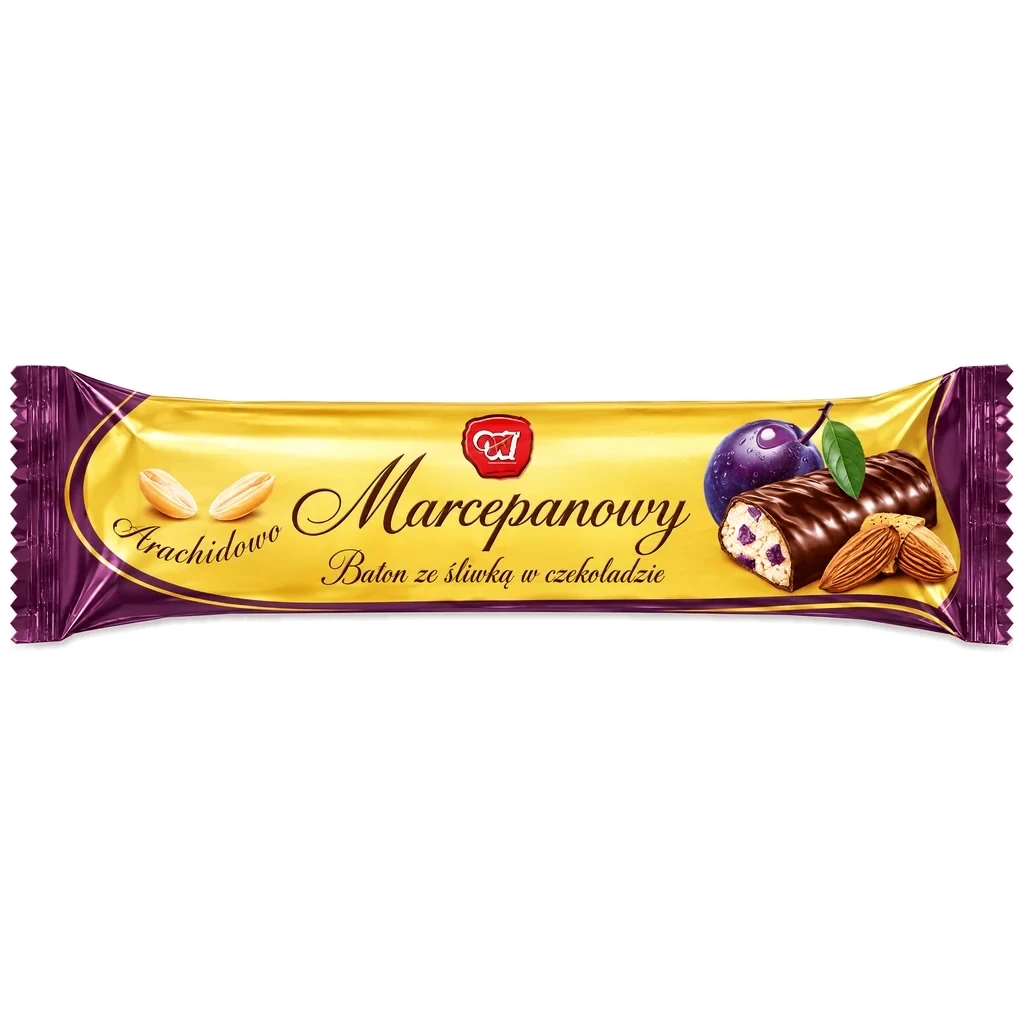 Baton marcepanowy ze śliwką w czekoladzie – pojedynczy baton
