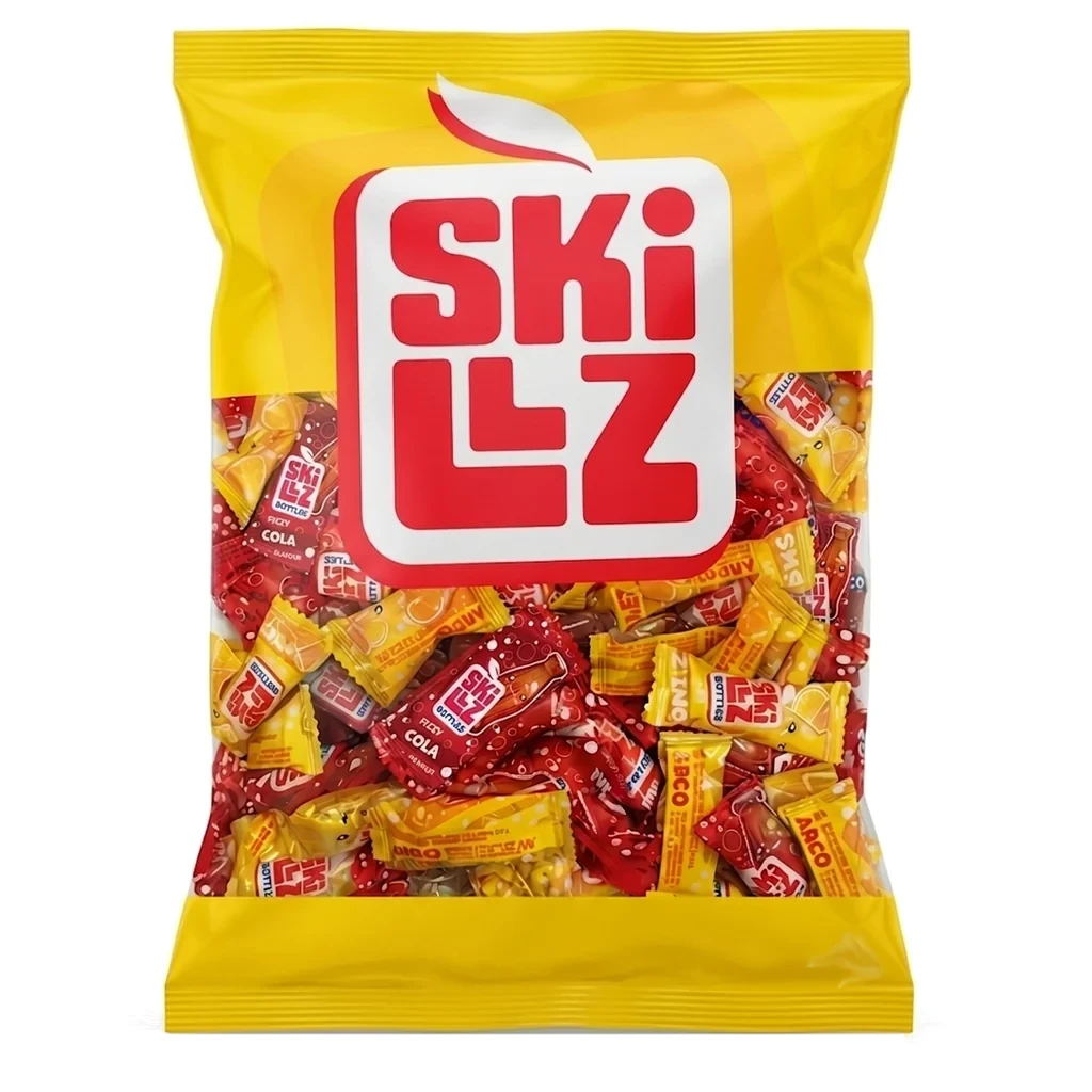 Cukierki musujące Skillz Bottles w kształcie buteleczek — worek 1 kg