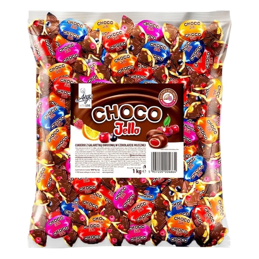 Cukierki owocowe w czekoladzie Chocojello — torebka 1 kg