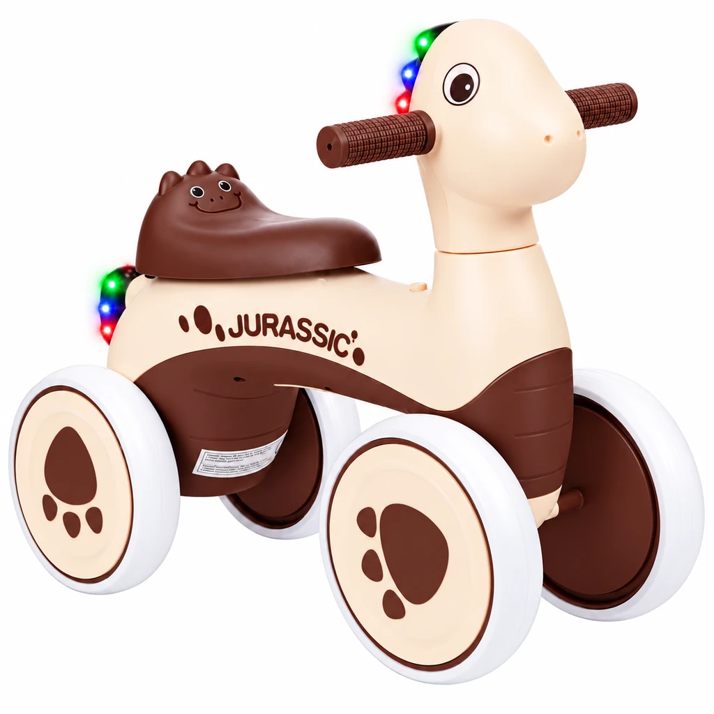 Jeździk dinozaur dla dziecka – Rexer, beżowy – ujęcie 2