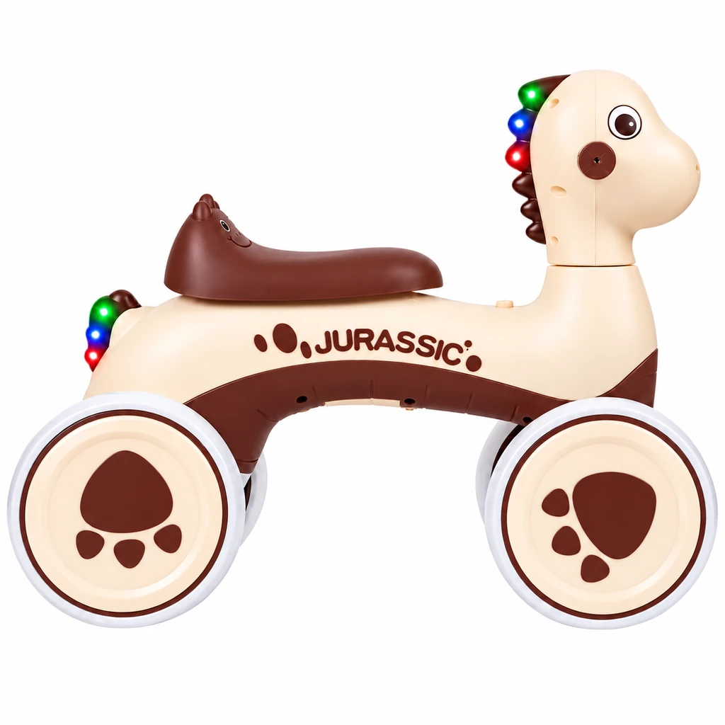 Jeździk dinozaur dla dziecka – Rexer, beżowy – ujęcie 3