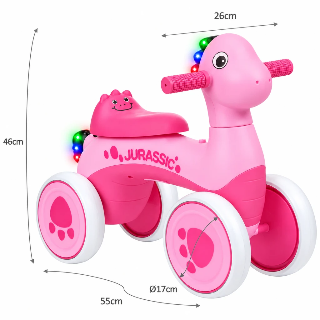 Jeździk dinozaur dla dziewczynki – Rexer, różowy – ujęcie 5