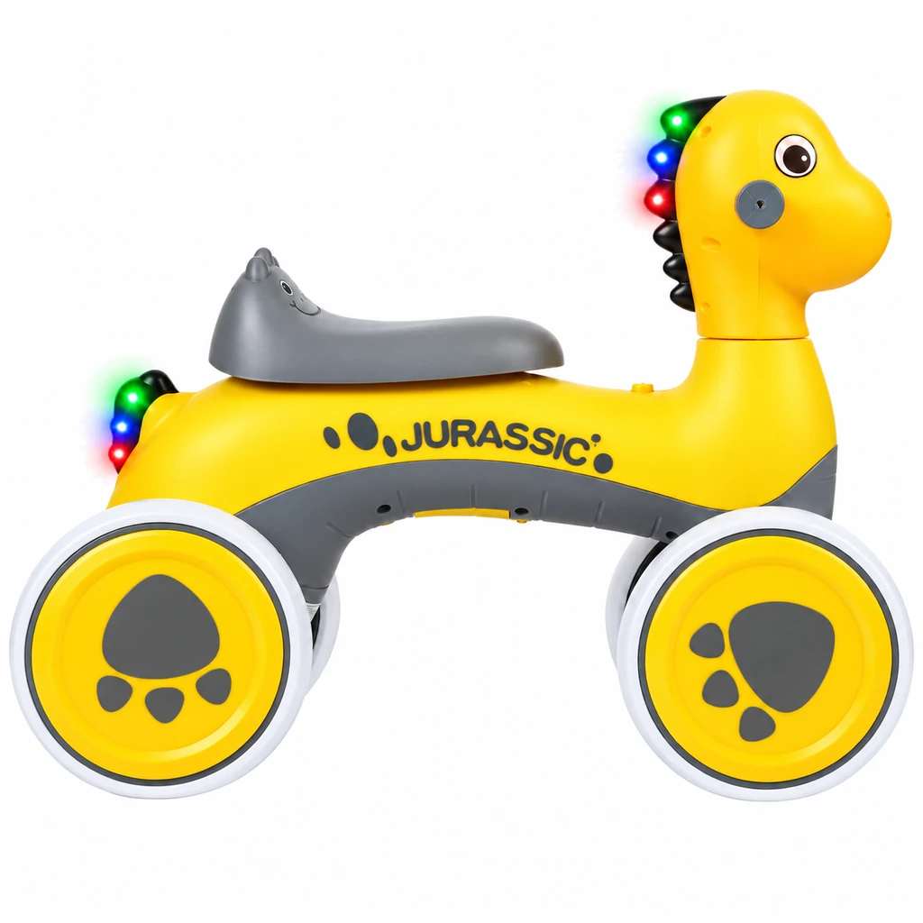 Jeździk dinozaur z melodiami – Rexer, żółto-szary – ujęcie 3
