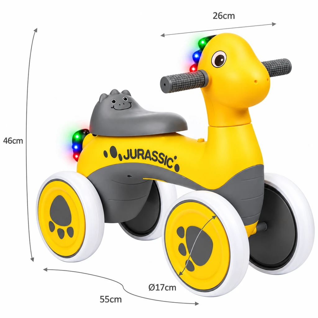 Jeździk dinozaur z melodiami – Rexer, żółto-szary – ujęcie 5