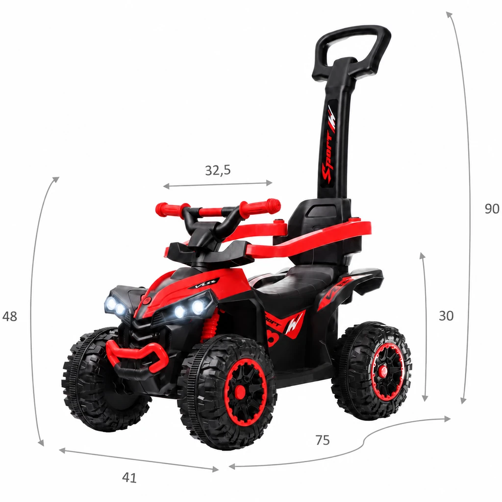 Jeździk-pchacz quad dla dzieci 1–3 lata – Quaddie, czerwony – ujęcie 5