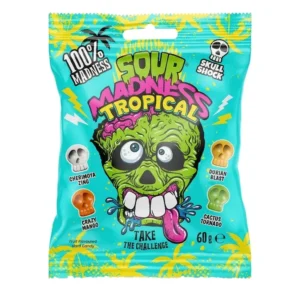 Kwaśne cukierki Sour Madness Tropical — opakowanie 60 g