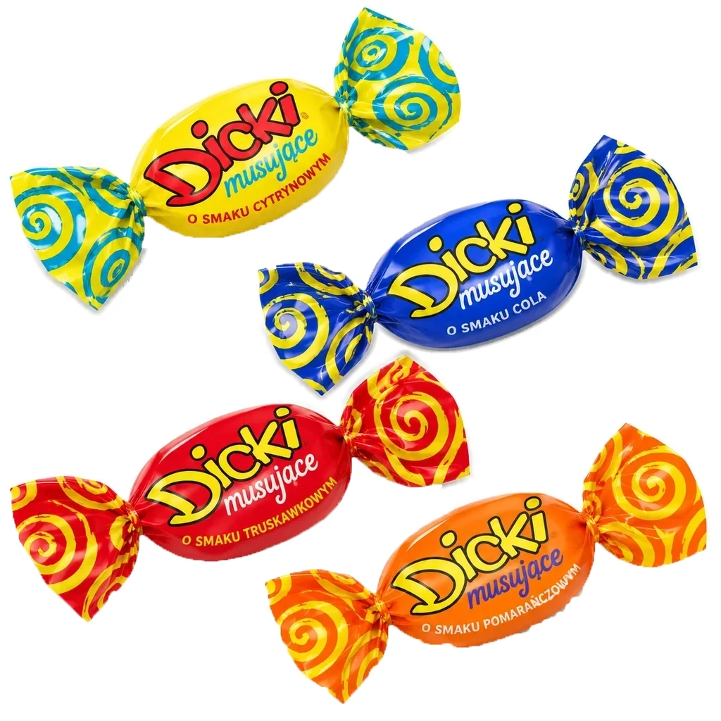 Cukierki musujące Dicki – smaki cytryna, cola, truskawka, pomarańcza