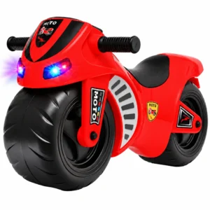 Motorek dla dzieci – M-Tour, czerwony — jeździk-motor ze światłami LED, widok 3/4 z przodu