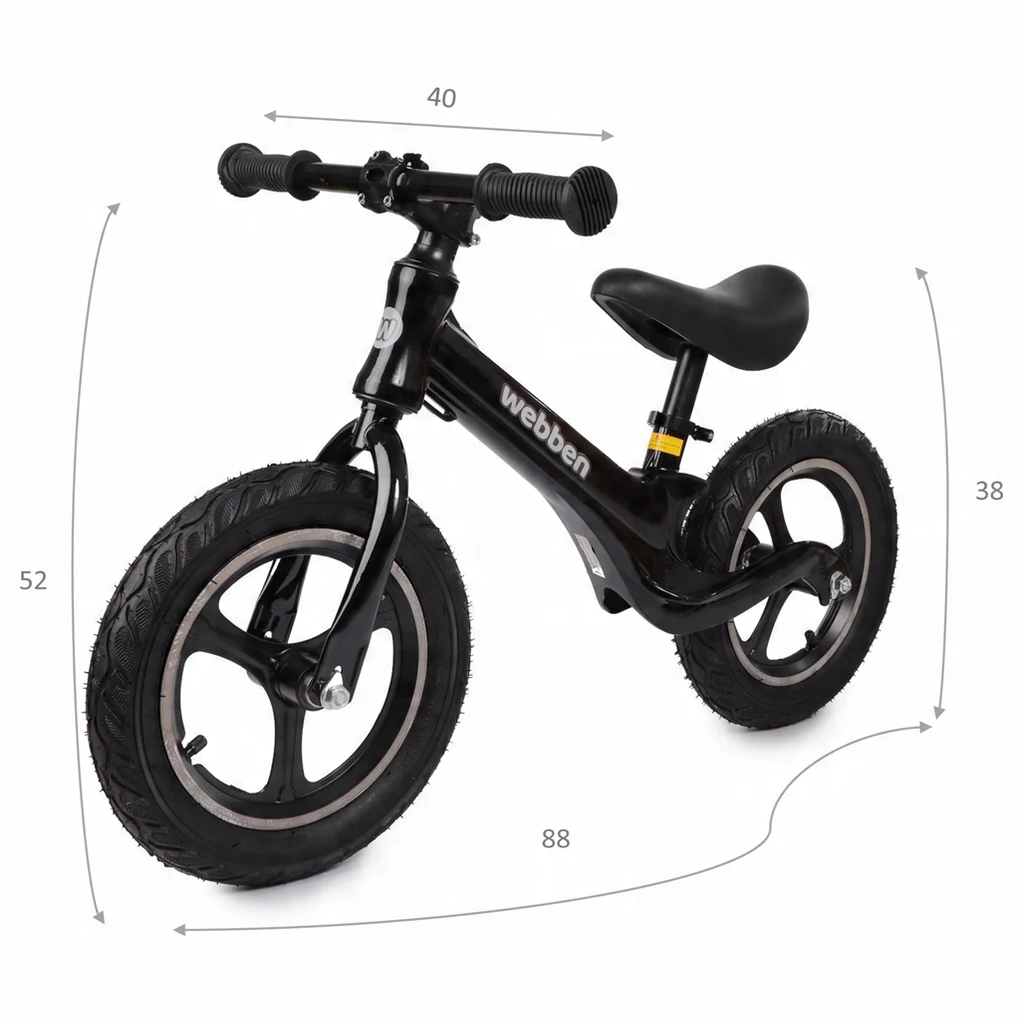 Rowerek dla dziecka 12 cali – Blazer, czarny – wymiary rowerka
